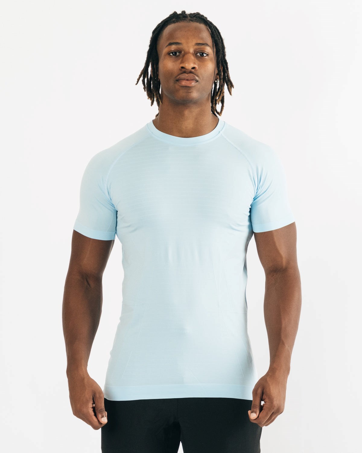 Alphalete High Performance Seamless Krótkie Sleeve Tee Niebieskie | 79264-GAVK