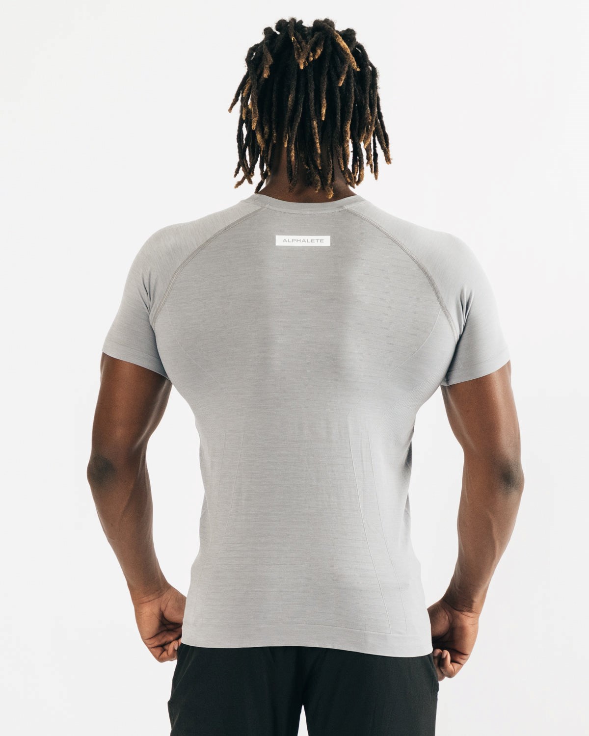 Alphalete High Performance Seamless Krótkie Sleeve Tee Szare | 83924-NOVQ