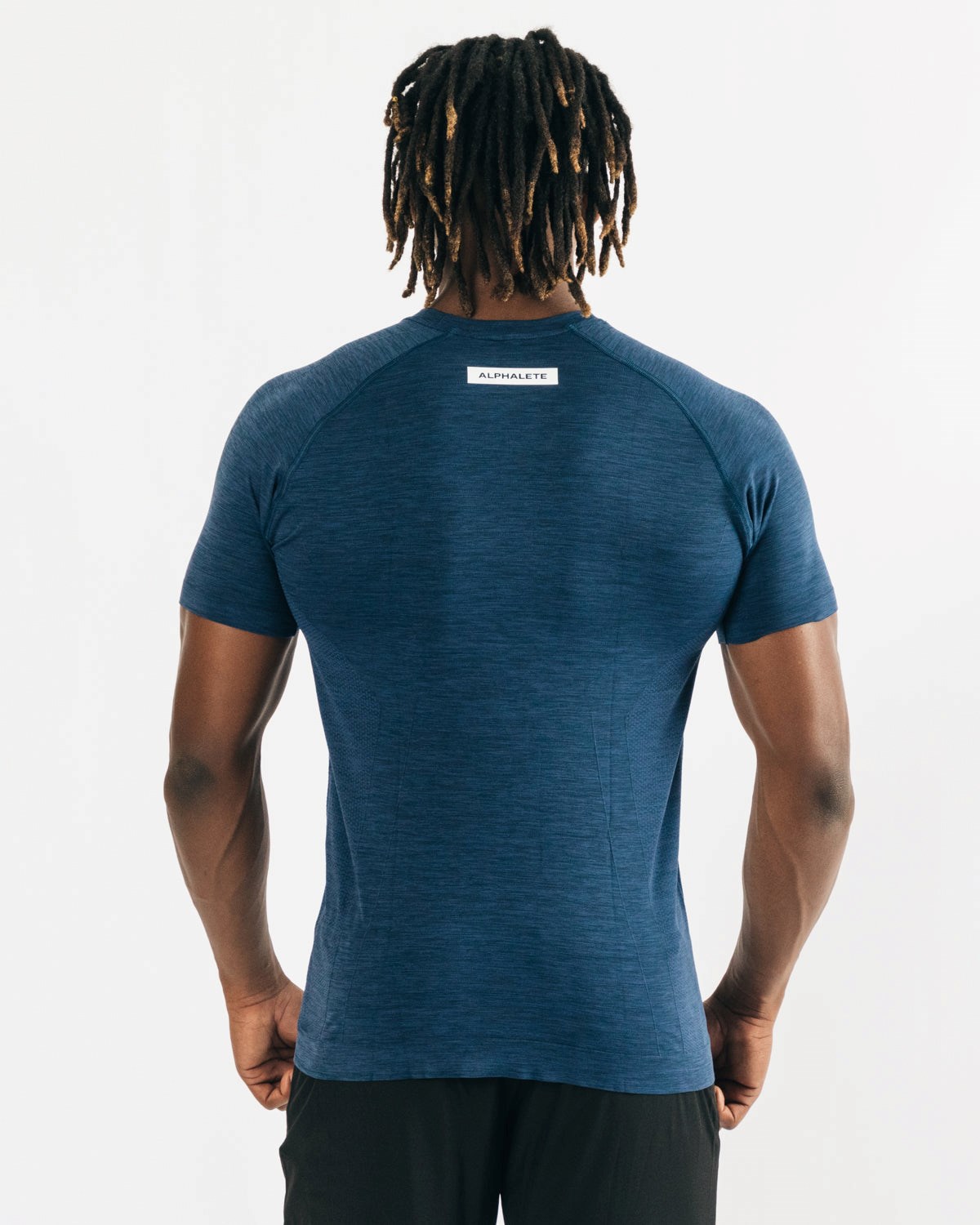 Alphalete High Performance Seamless Krótkie Sleeve Tee Granatowe | 85936-GJUA