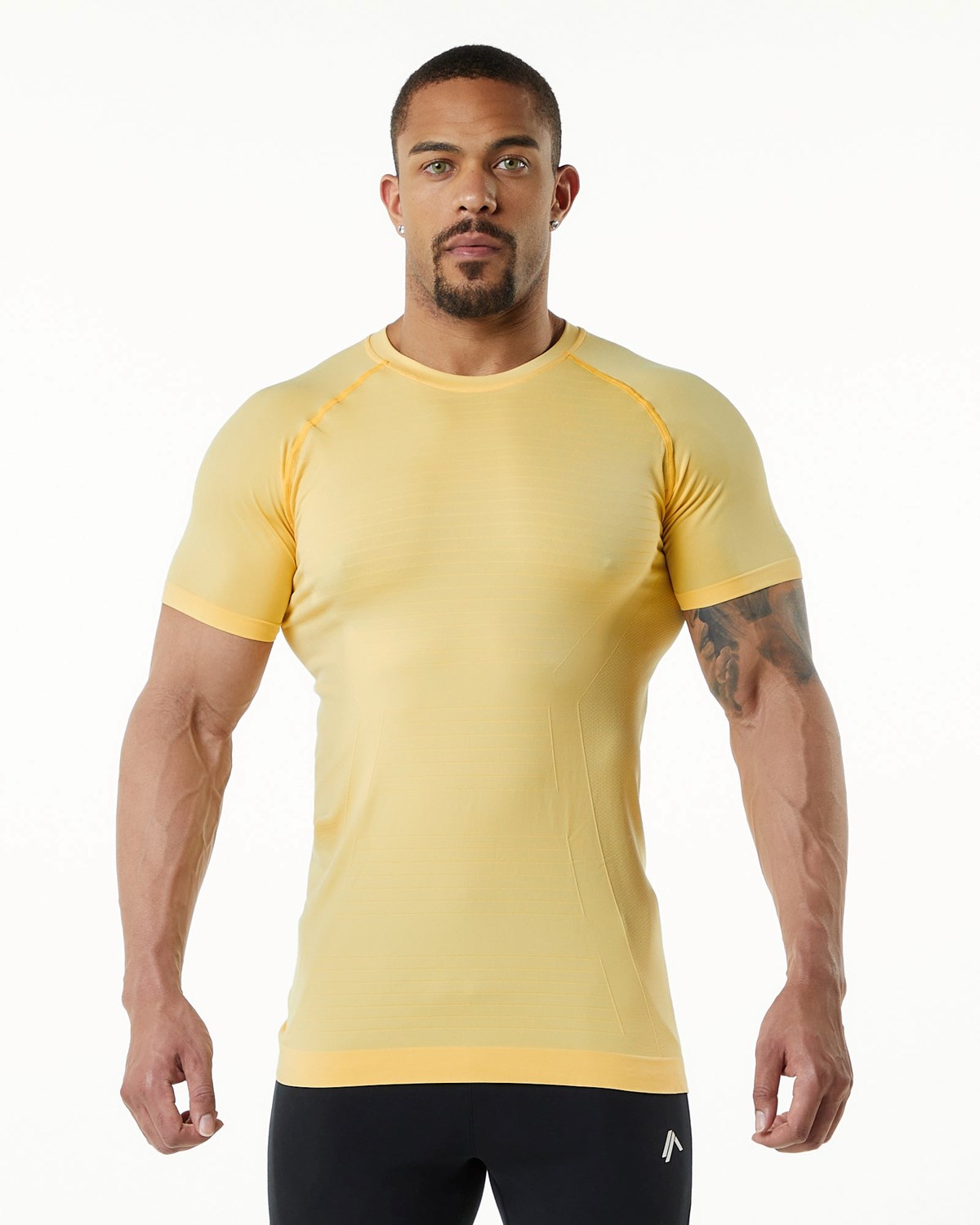 Alphalete High Performance Seamless Krótkie Sleeve Tee Faded Honey | 91672-TAUR