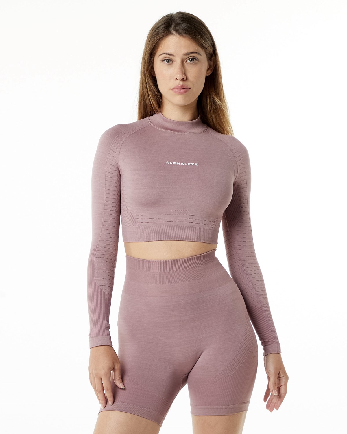 Alphalete High Performance Seamless Long Sleeve Tee Mauve | 03648-TXBC