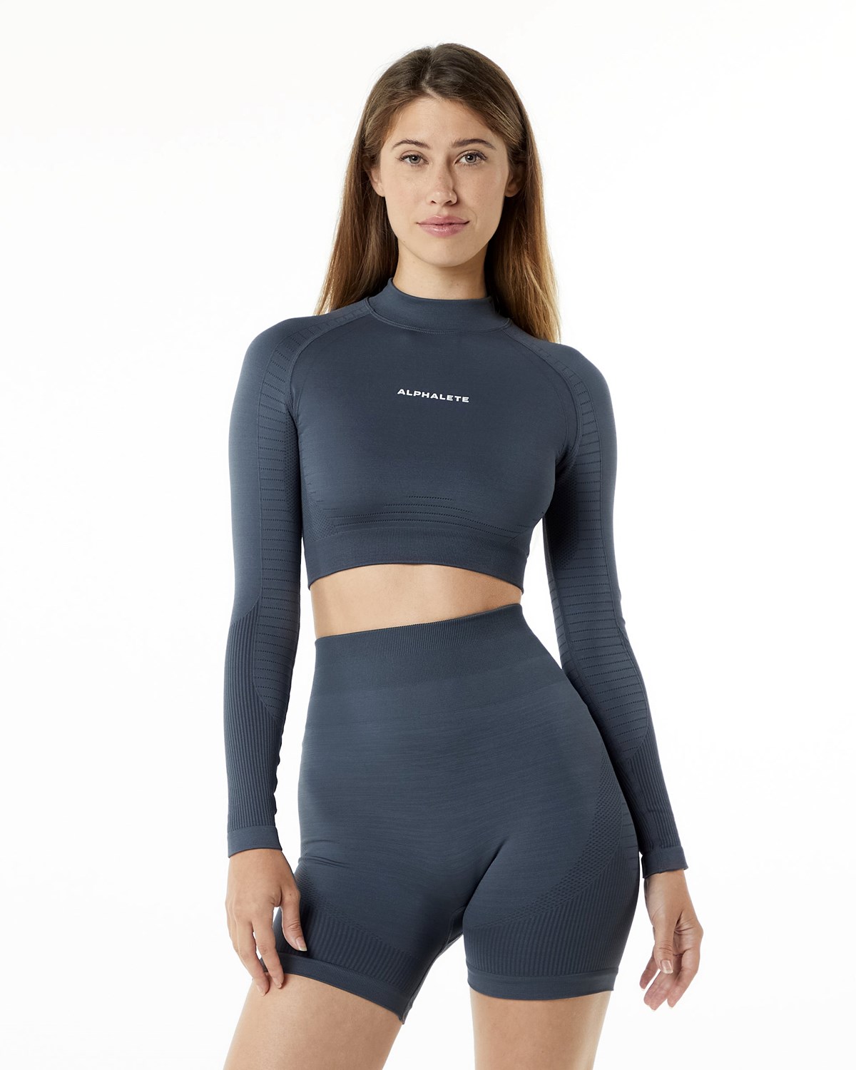 Alphalete High Performance Seamless Long Sleeve Tee Carbon | 90254-PBYM