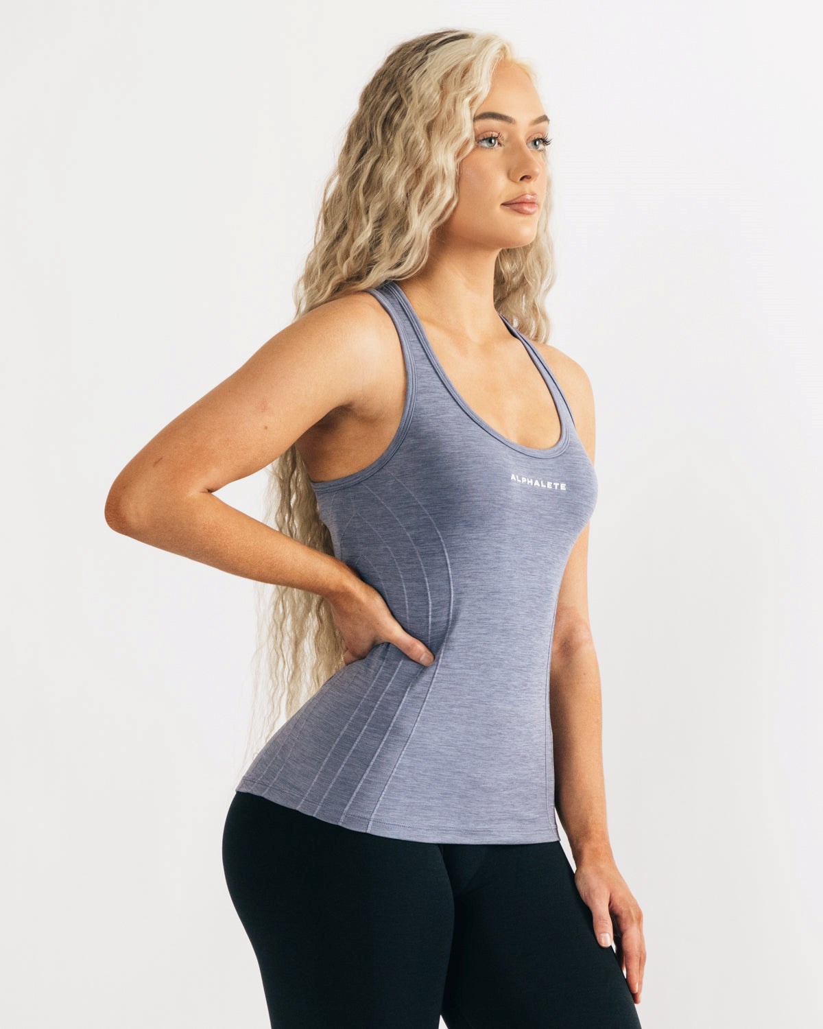 Alphalete High Performance Seamless Tank Niebieskie | 47526-AFBE