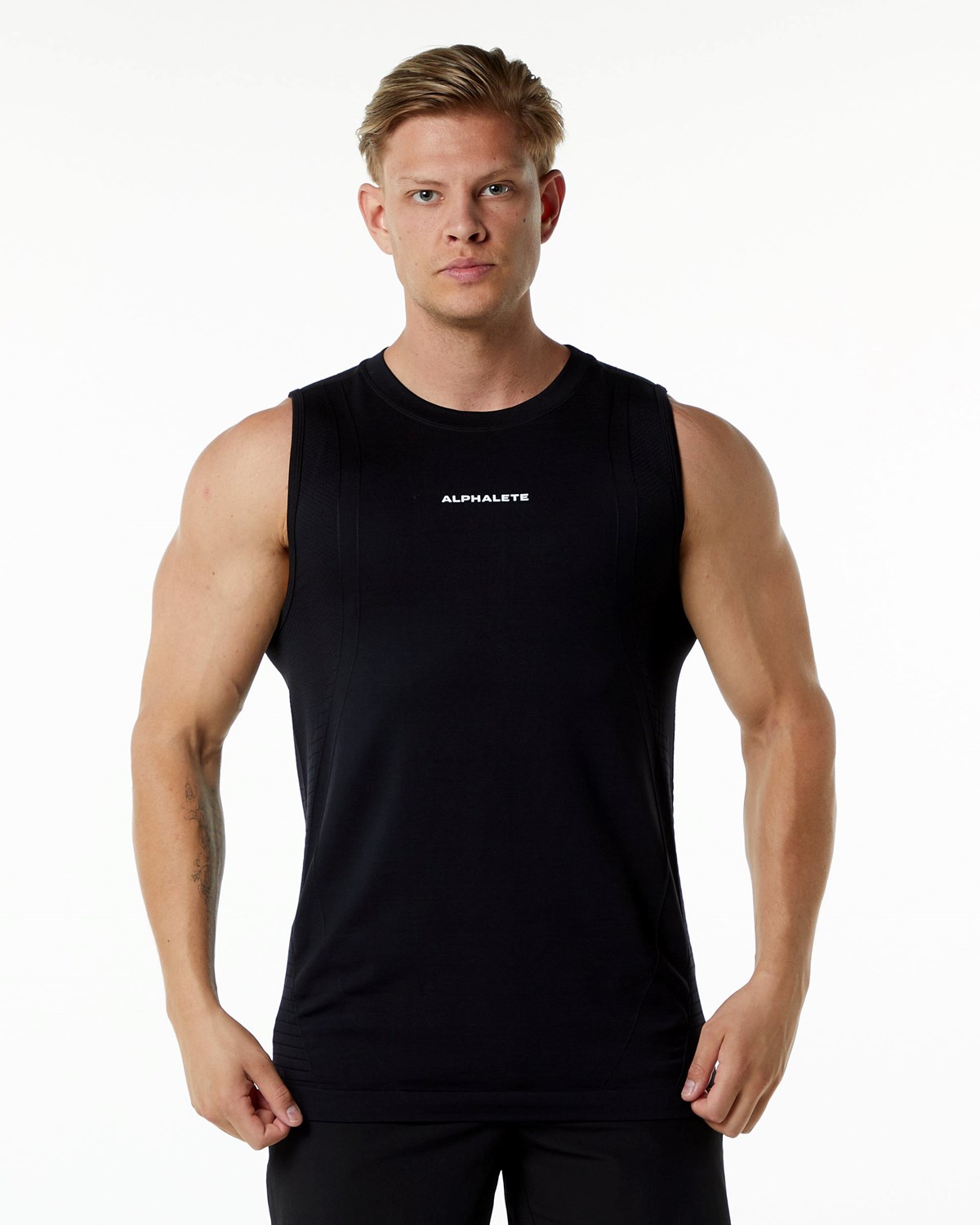 Alphalete High Performance Seamless Tank Czarne | 97802-IWOJ