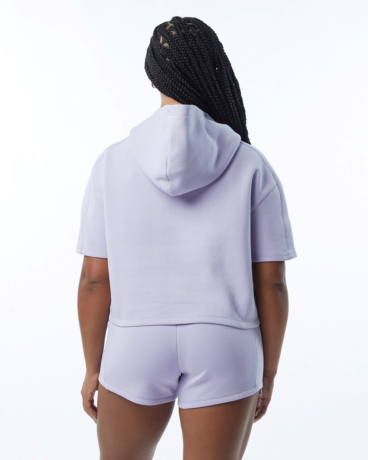 Alphalete Interlock Knit Crop Hoodie Lilac | 32971-FGLE