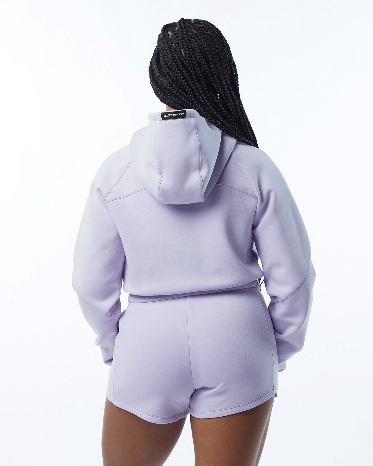 Alphalete Interlock Knit Crop-Zip Hoodie Lilac | 05726-YGCV