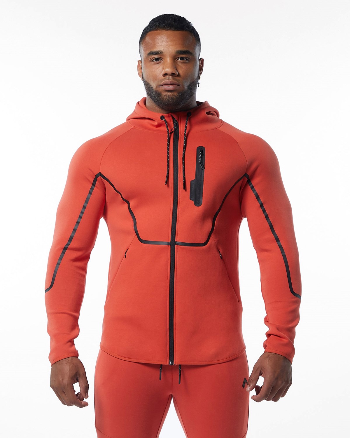 Alphalete Interlock Knit Full-Zip Hoodie Pomarańczowe | 25913-CAUI