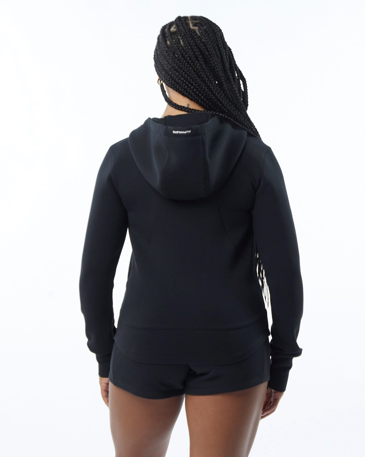 Alphalete Interlock Knit Full-Zip Hoodie Czarne | 67503-CJYT