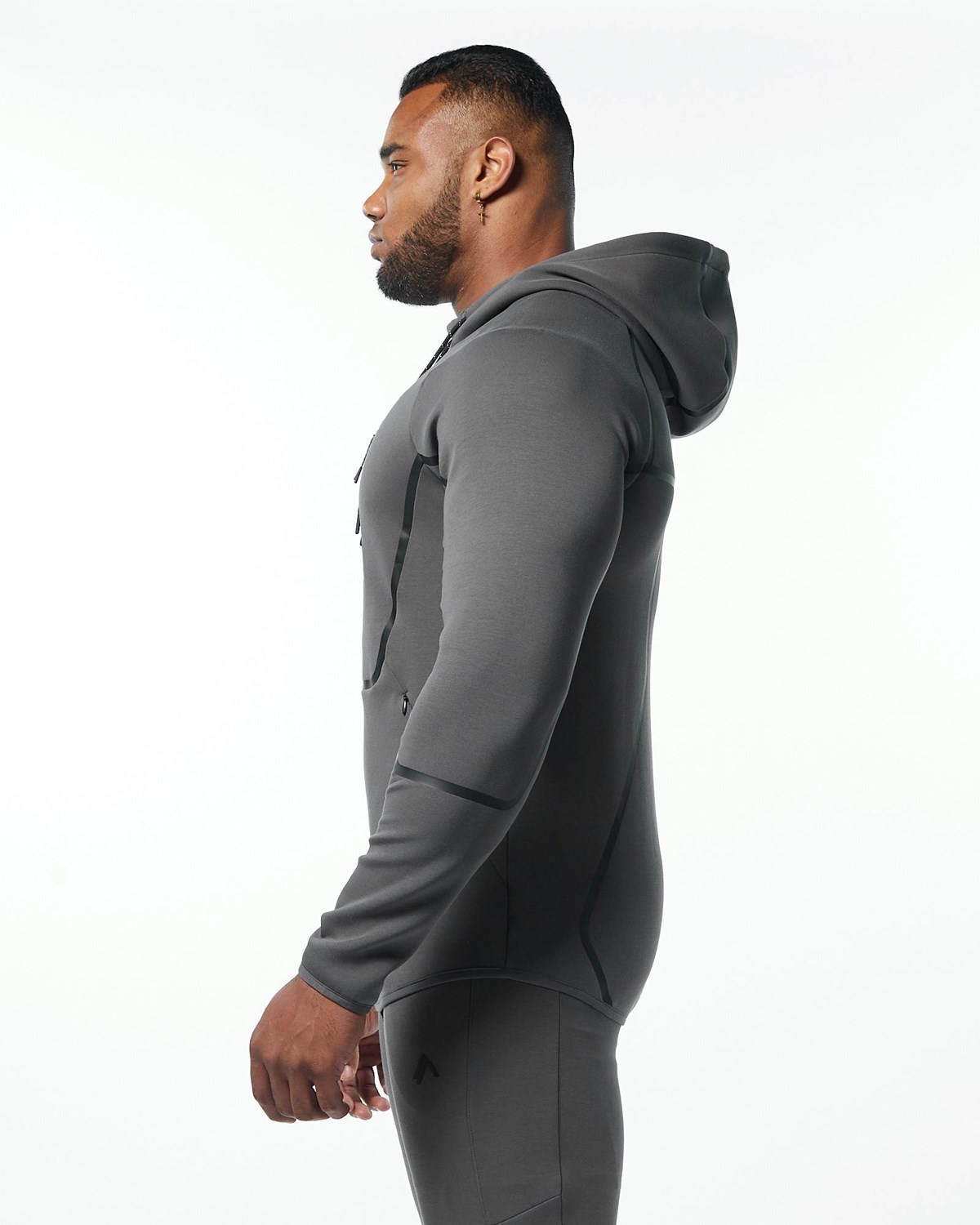 Alphalete Interlock Knit Full-Zip Hoodie Charcoal | 80675-CVNQ