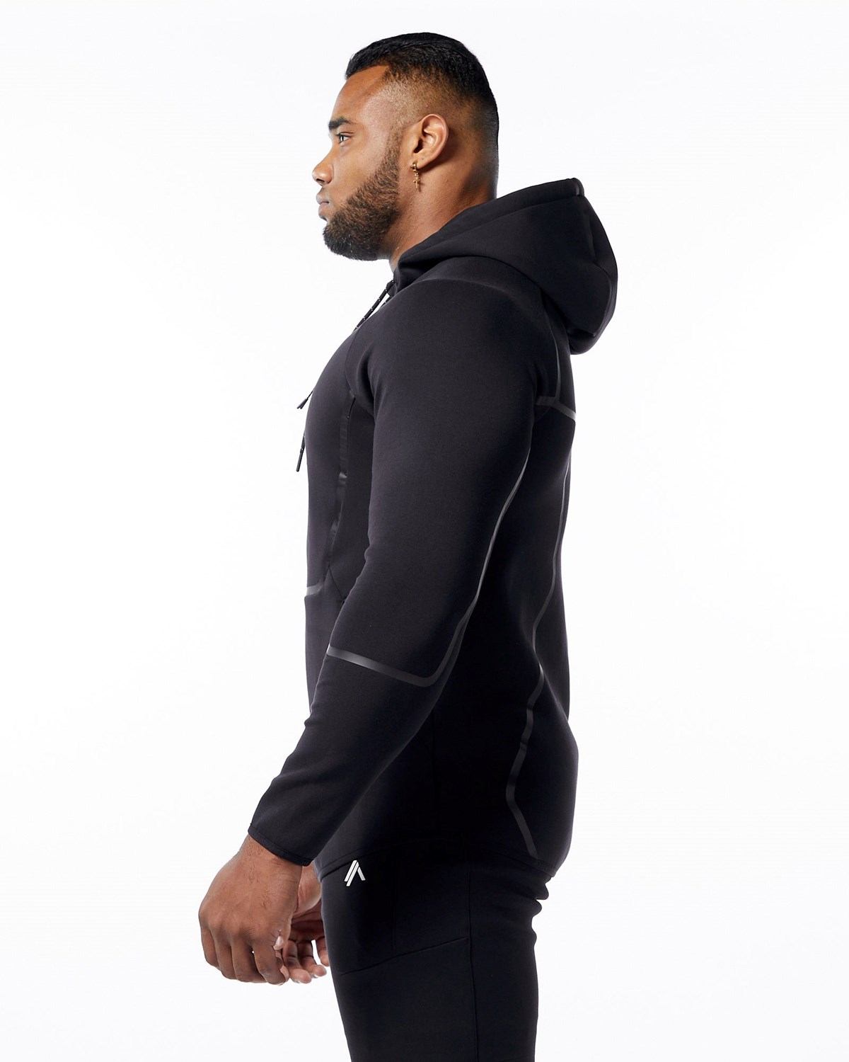 Alphalete Interlock Knit Full-Zip Hoodie Czarne | 95247-BRZG