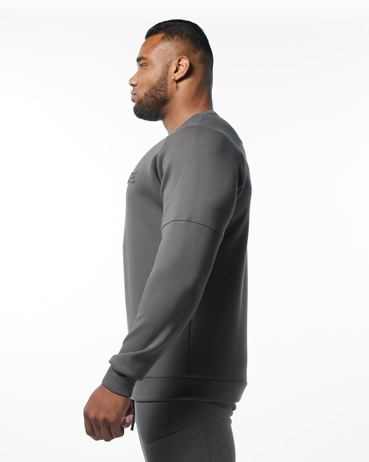 Alphalete Interlock Knit Pullover Charcoal | 83721-KGEQ