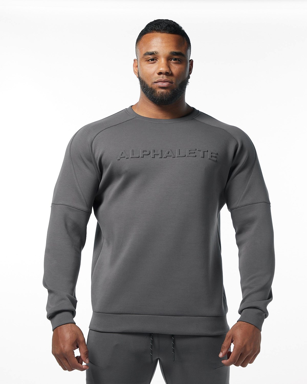 Alphalete Interlock Knit Pullover Charcoal | 83721-KGEQ