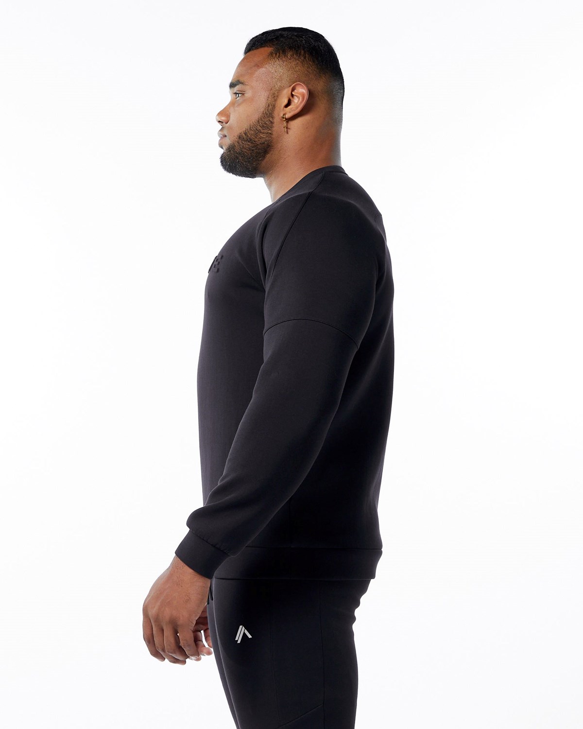 Alphalete Interlock Knit Pullover Czarne | 05329-QUAL