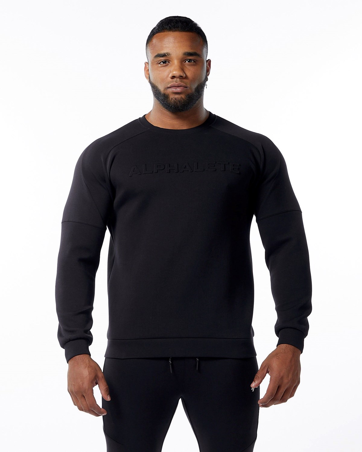 Alphalete Interlock Knit Pullover Czarne | 05329-QUAL