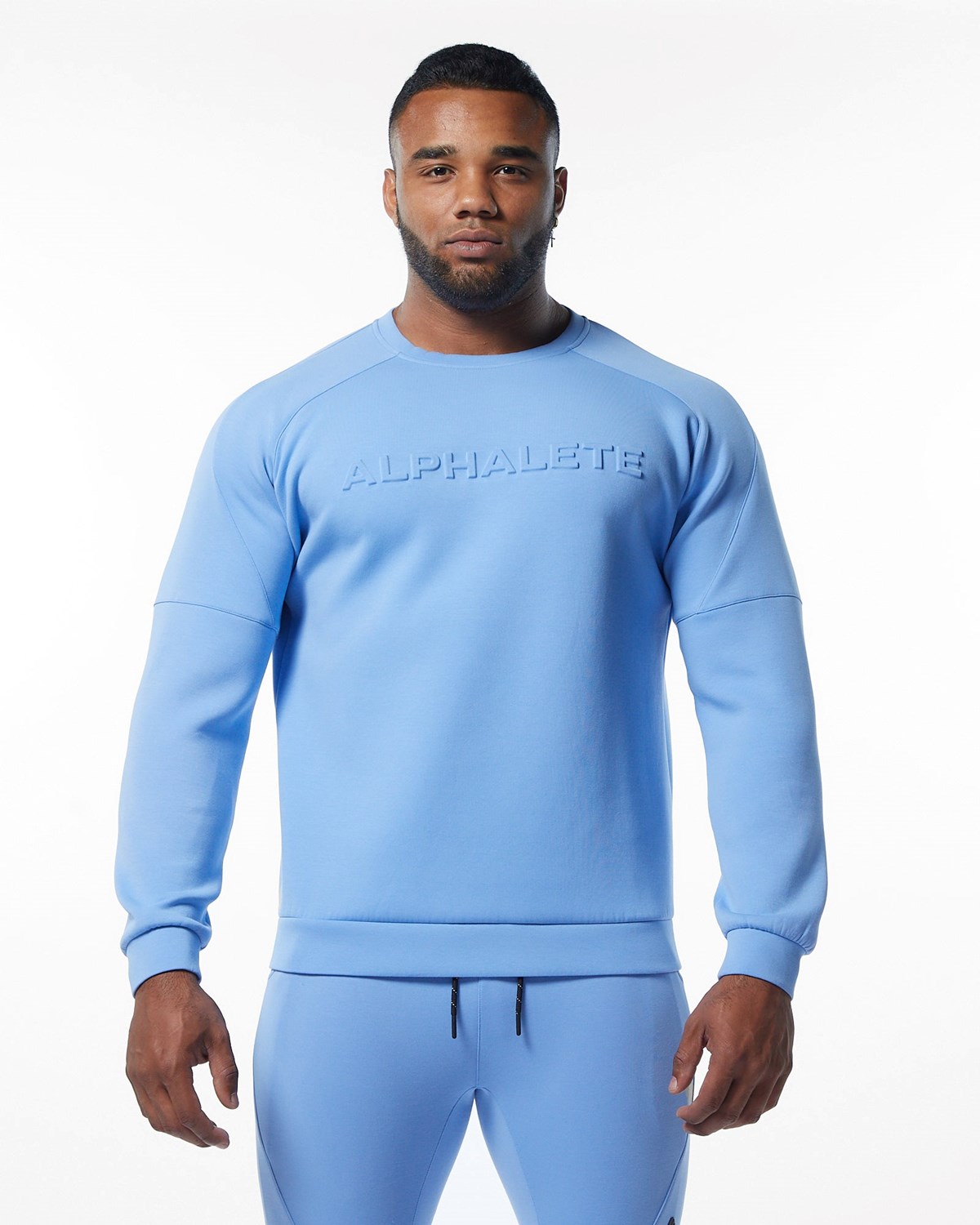 Alphalete Interlock Knit Pullover Głęboka Niebieskie | 75210-SOQA