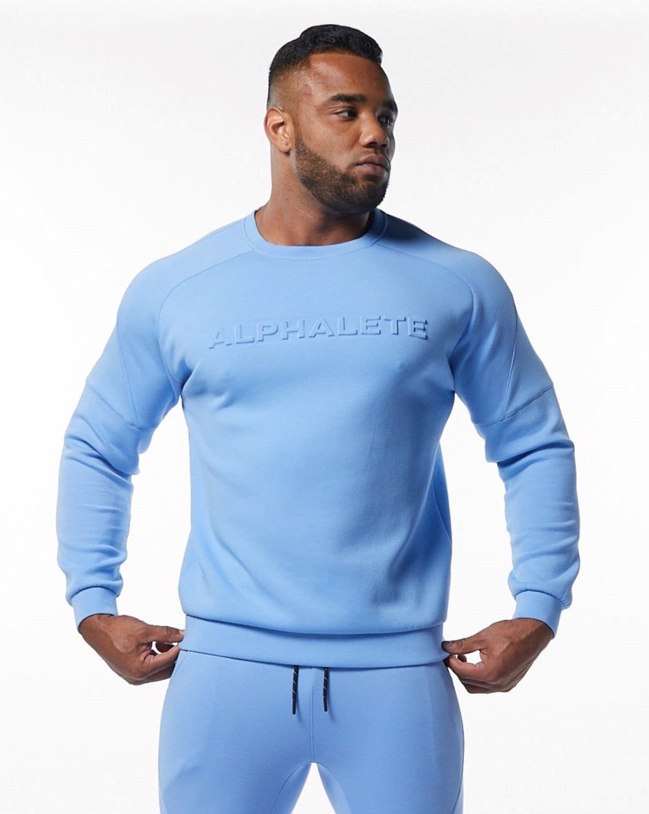 Alphalete Interlock Knit Pullover Głęboka Niebieskie | 75210-SOQA