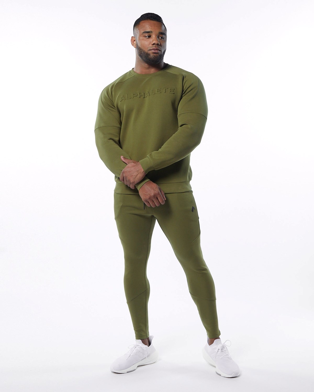 Alphalete Interlock Knit Pullover Oliwkowe | 51397-ZXTI