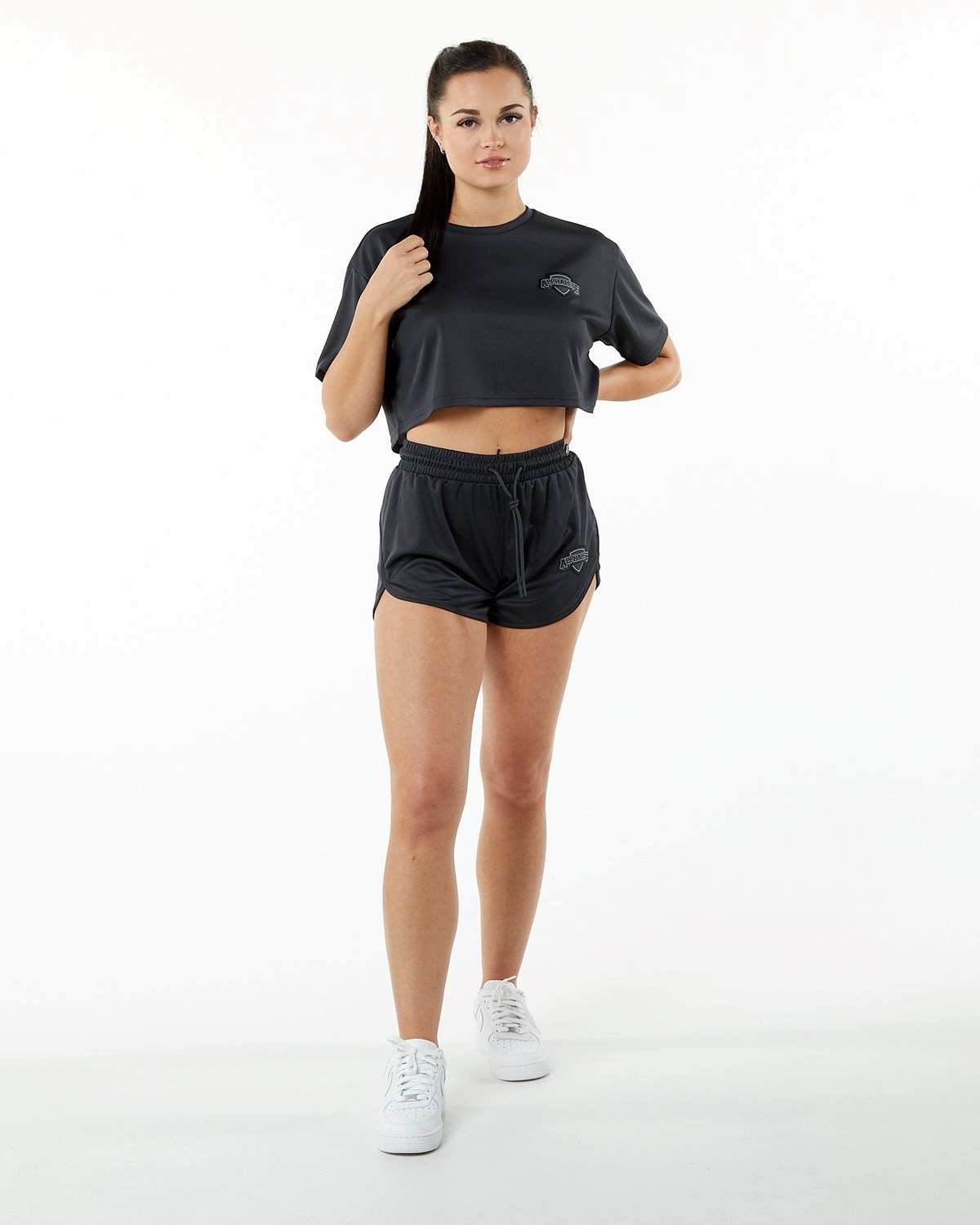 Alphalete Jersey Knit Krótkie Czarne | 52031-WBXP