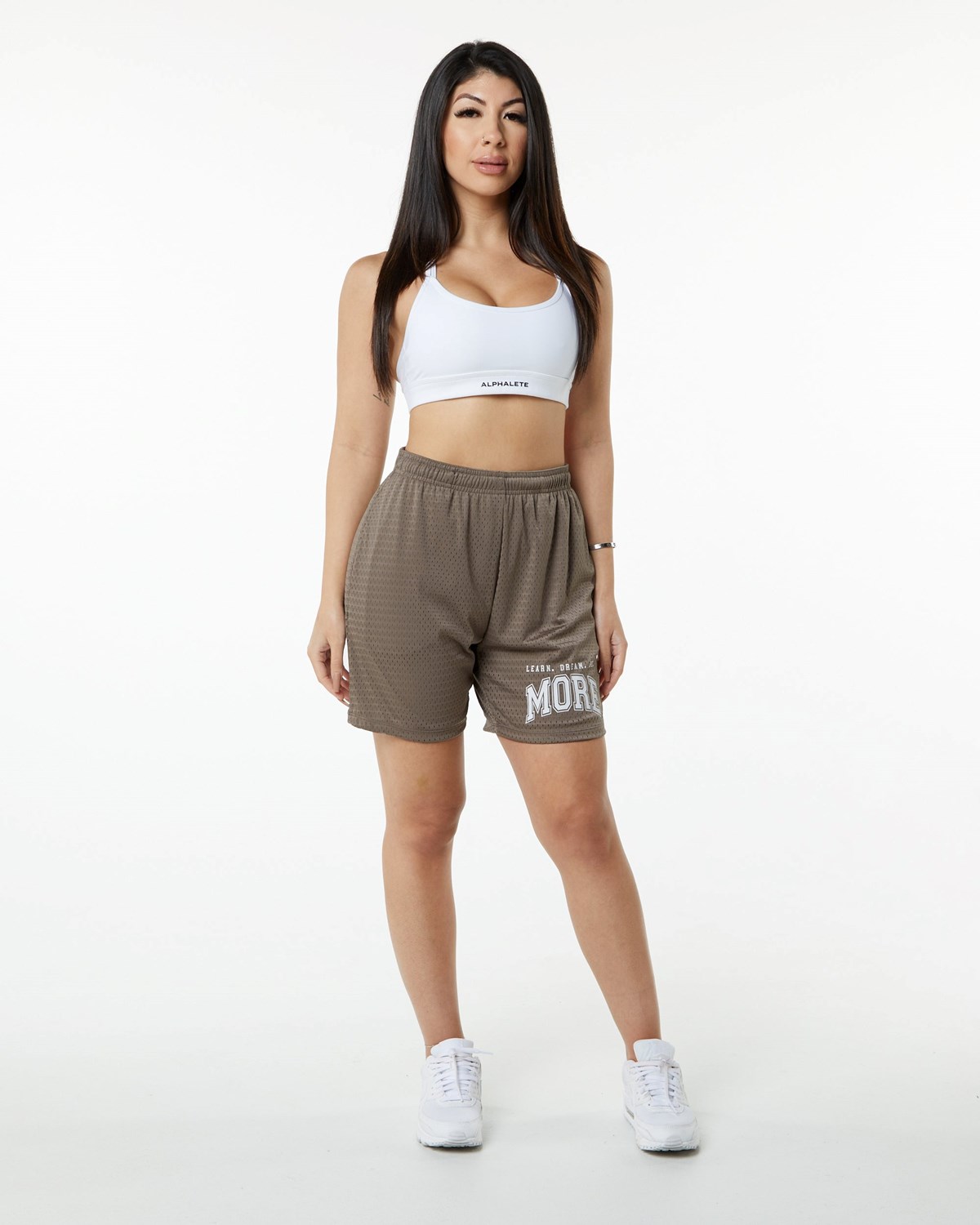 Alphalete Luxury Podszewką 4-Way Stretch Mesh Krótkie Mocha | 48025-ZEXG