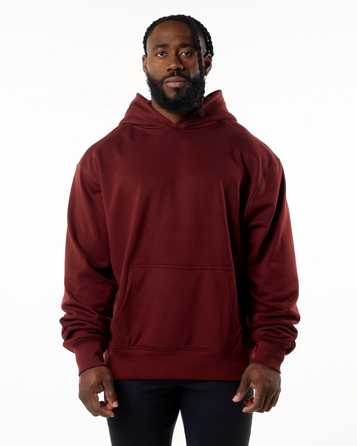 Alphalete Luxury Velvet Podszewką Hoodie Bordowe | 01896-JYMG