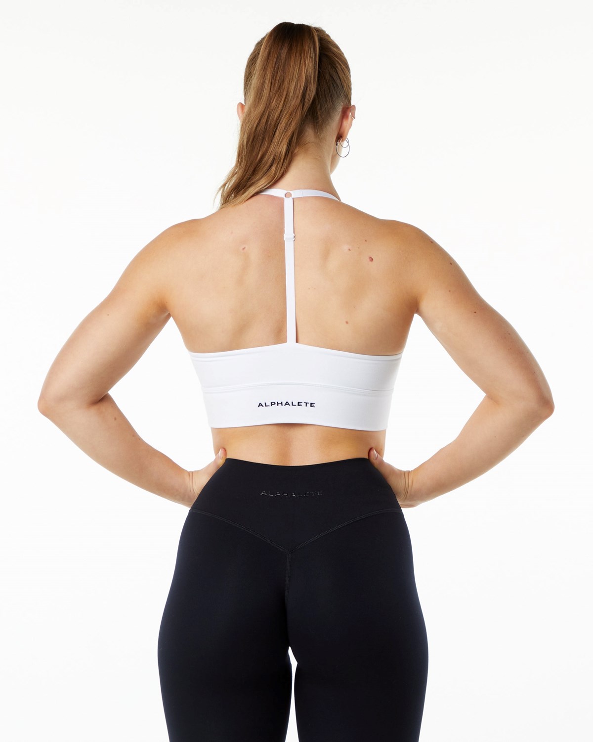 Alphalete Medium-Impact Luxury Sports Bra Białe | 36185-VXGL