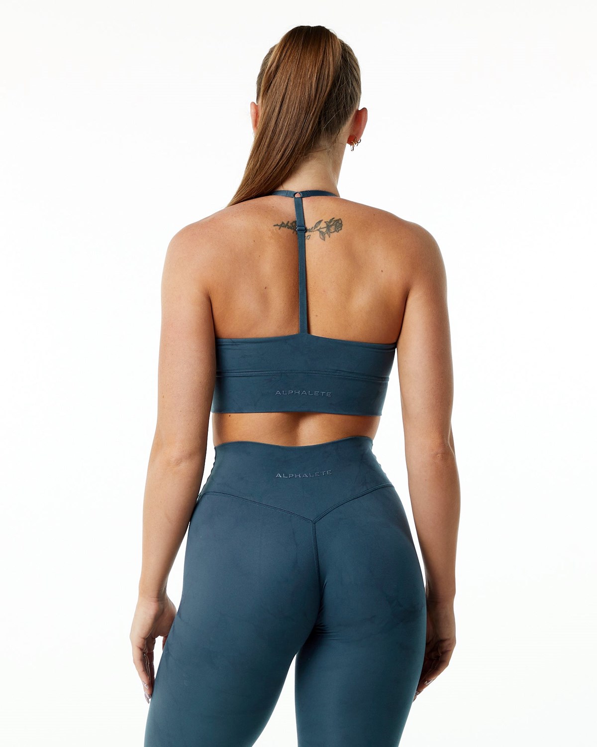 Alphalete Medium-Impact Luxury Sports Bra Niebieskie | 97180-UJRW