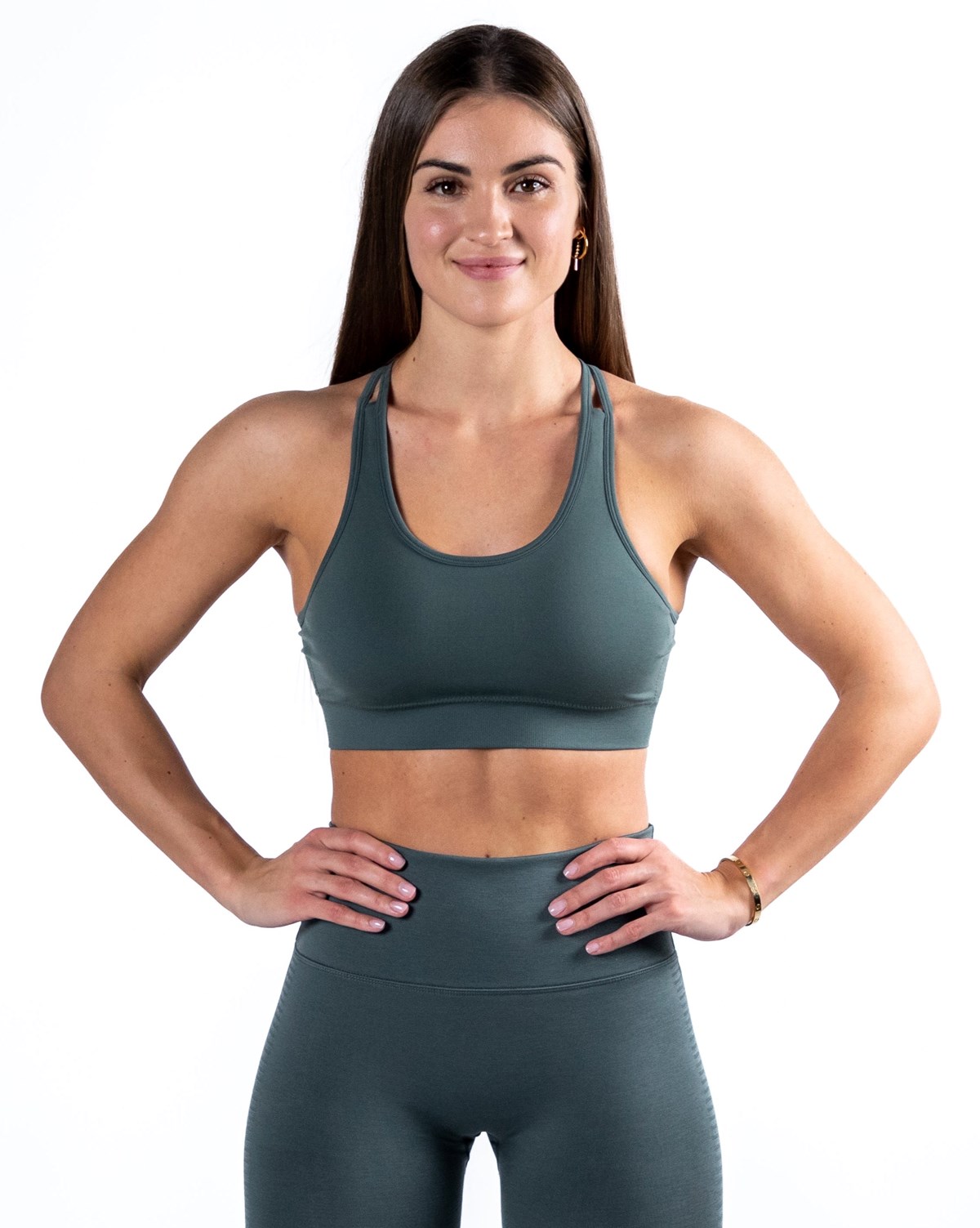 Alphalete Medium-Impact Seamless Sports Bra Charcoal | 57209-LQAB