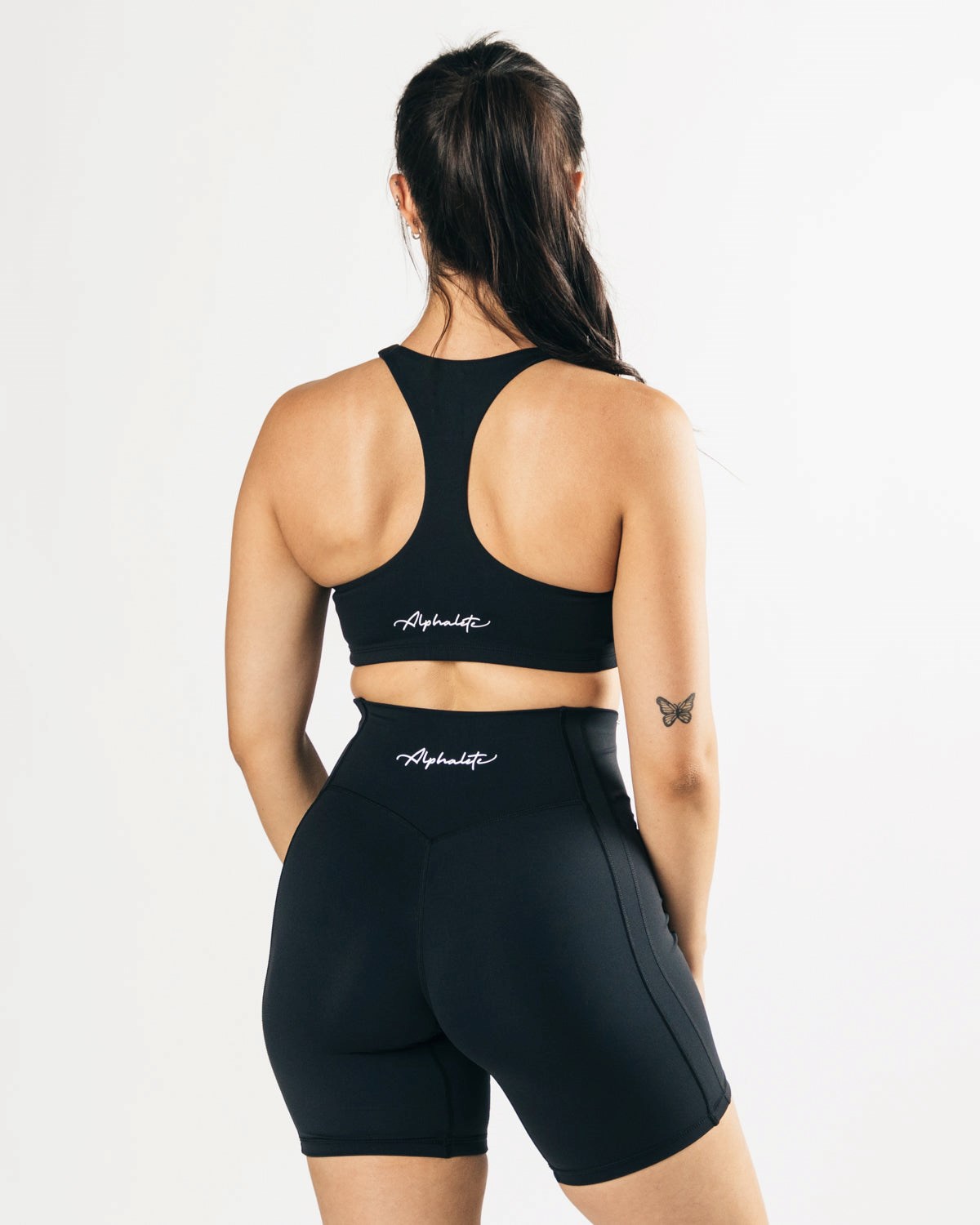 Alphalete Medium-Support One Piece Sports Bra Czarne | 31928-JDTN