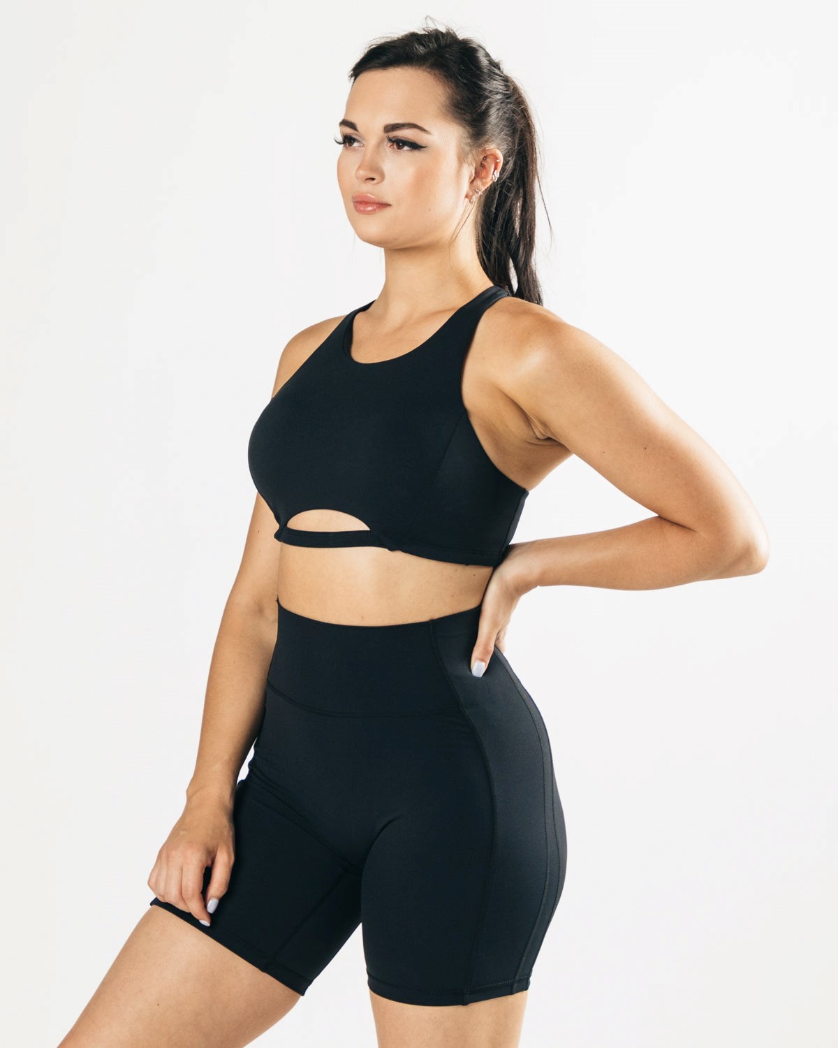 Alphalete Medium-Support One Piece Sports Bra Czarne | 31928-JDTN