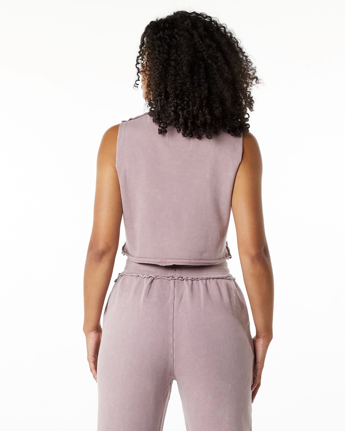 Alphalete Mid-Weight Washed Terry Crop Cutoff Różowe | 17539-DMNC