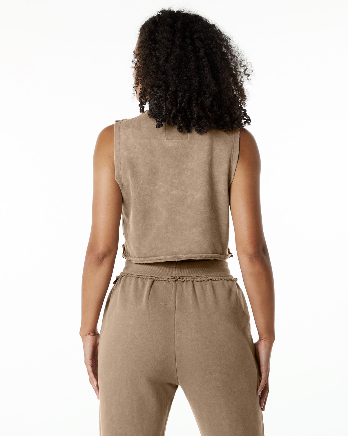 Alphalete Mid-Weight Washed Terry Crop Cutoff Smokey Quartz | 31705-MTHQ