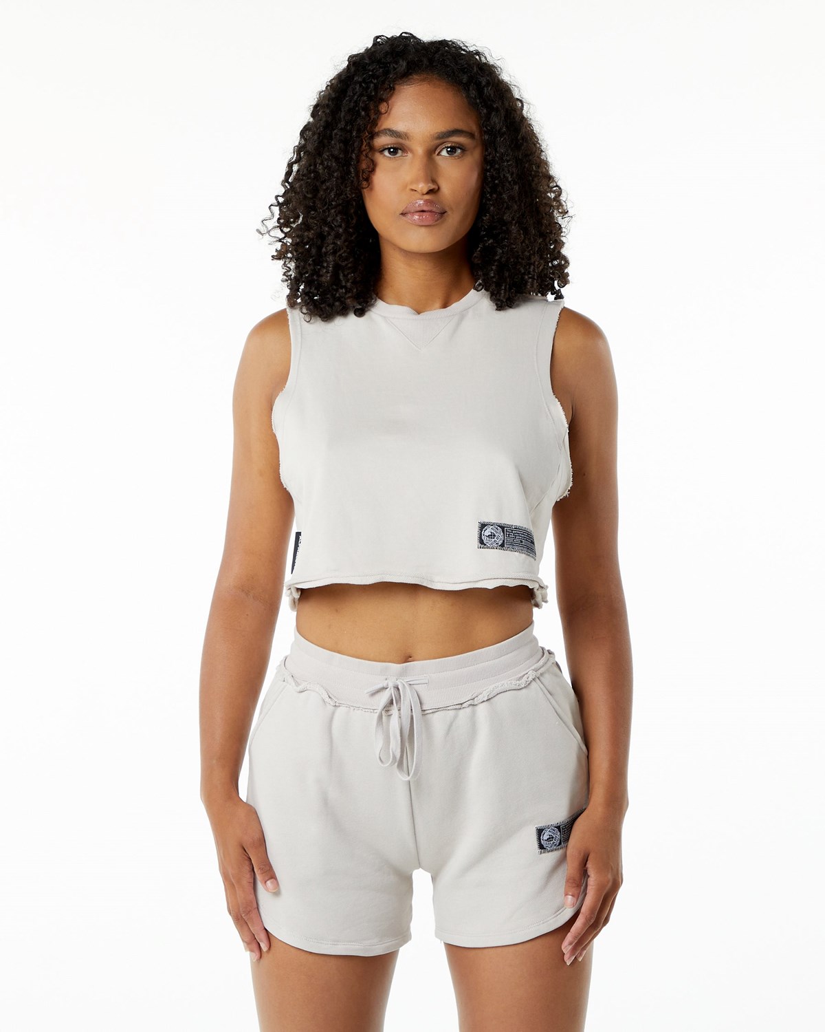 Alphalete Mid-Weight Washed Terry Crop Cutoff Moonstone | 71403-JFIV