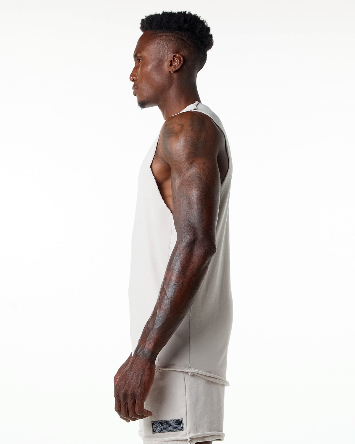 Alphalete Mid-Weight Washed Terry Cutoff Moonstone | 23764-NBAQ