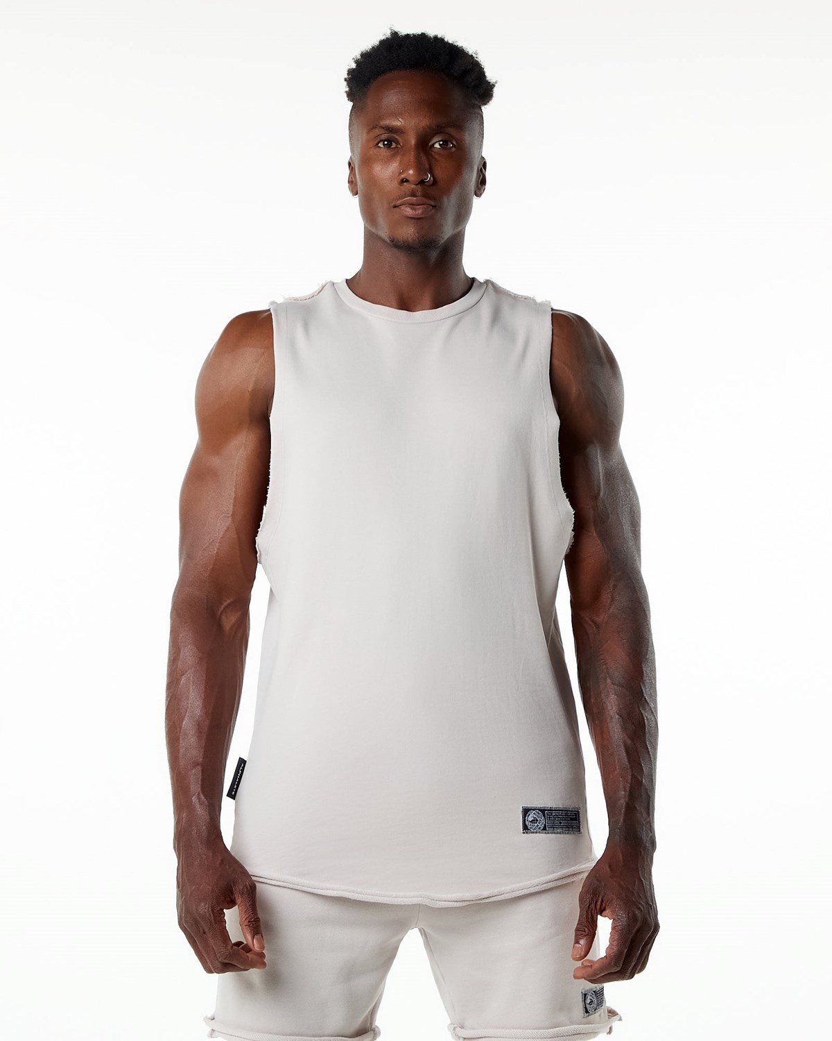 Alphalete Mid-Weight Washed Terry Cutoff Moonstone | 23764-NBAQ