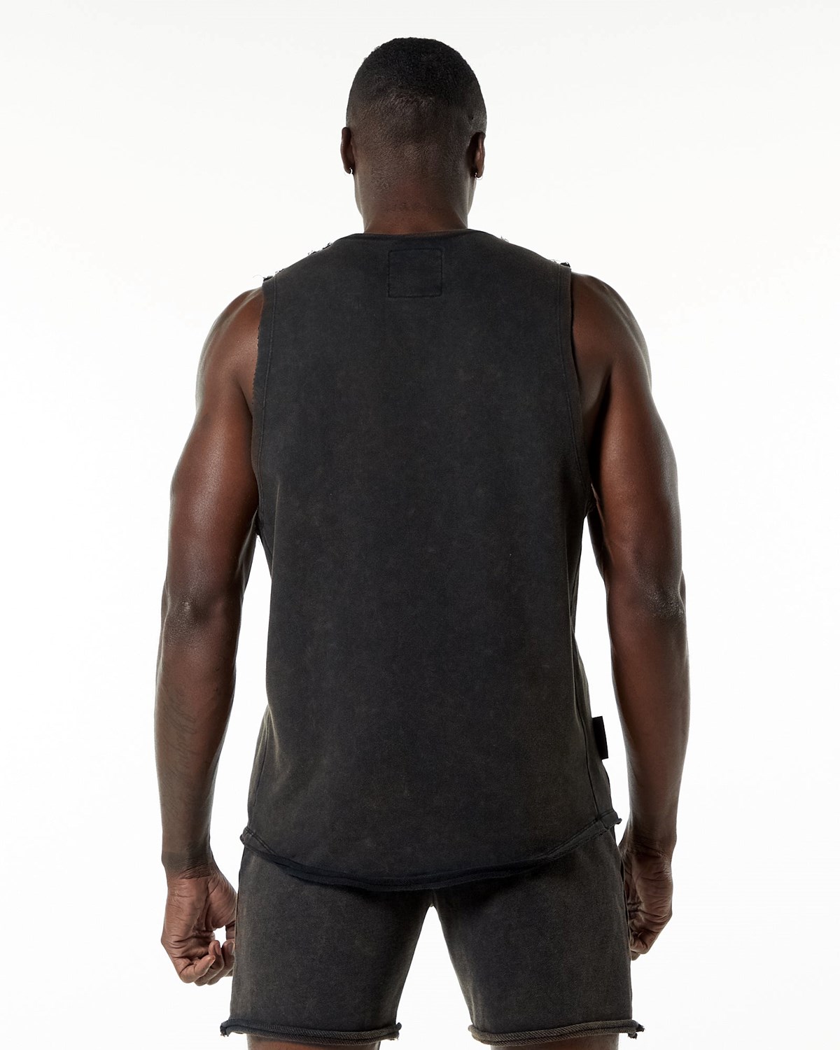 Alphalete Mid-Weight Washed Terry Cutoff Onyx | 49083-ZSDO