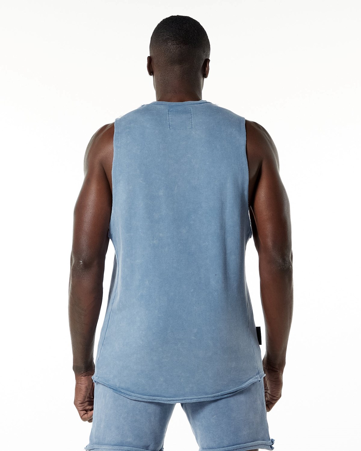 Alphalete Mid-Weight Washed Terry Cutoff Niebieskie | 69714-MOYB