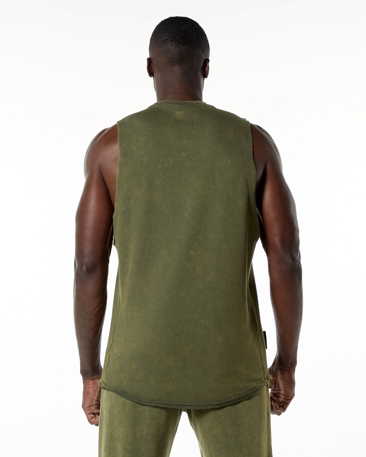 Alphalete Mid-Weight Washed Terry Cutoff Zielone | 95021-GNCZ