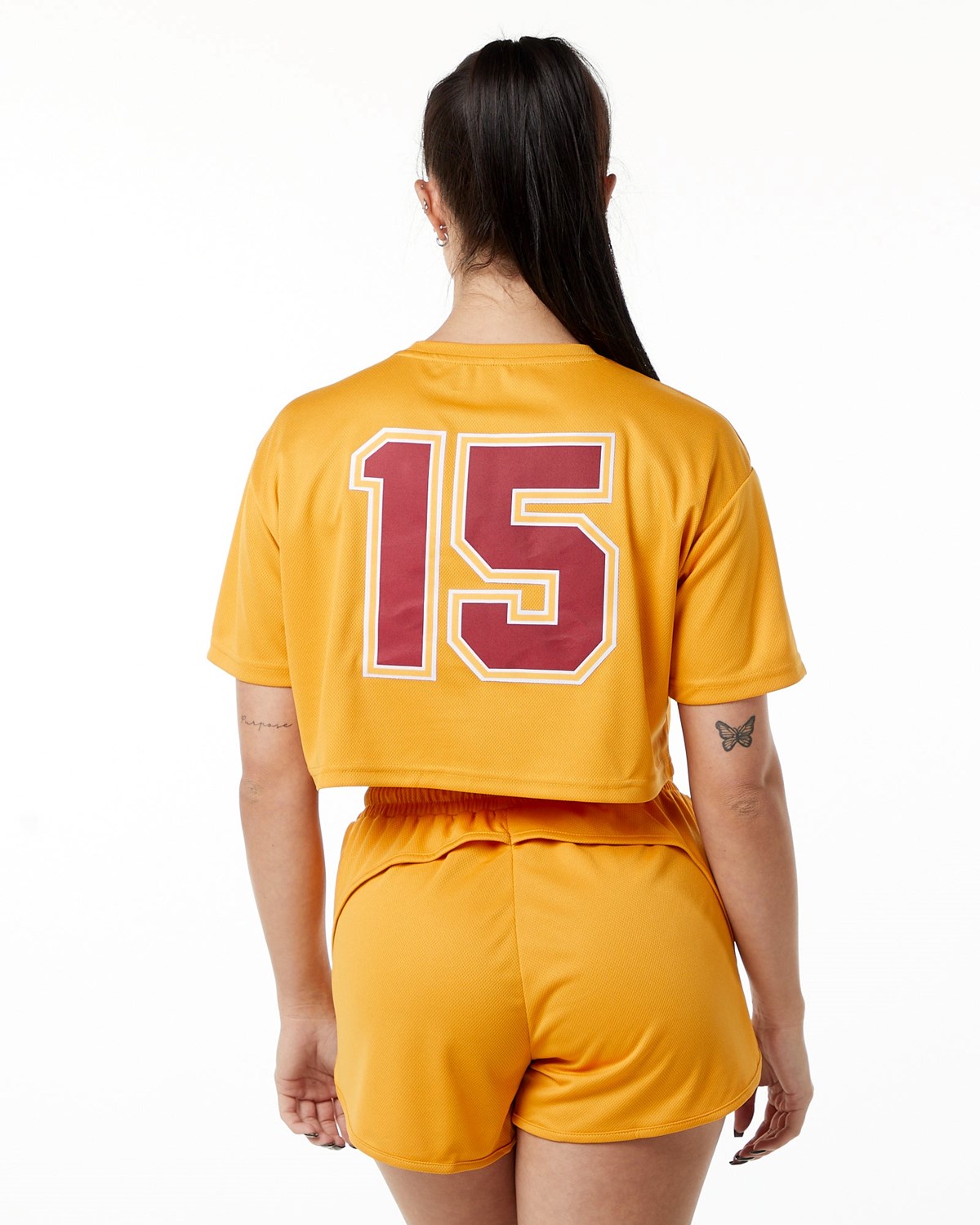 Alphalete Oversized Crop Jersey Marigold | 52438-GVFO