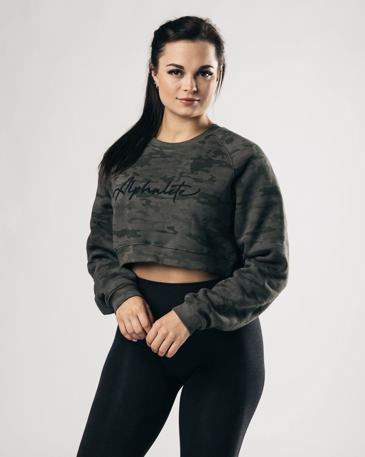 Alphalete Oversized Fleece Cropped Swetry Zielone | 12067-RLTS