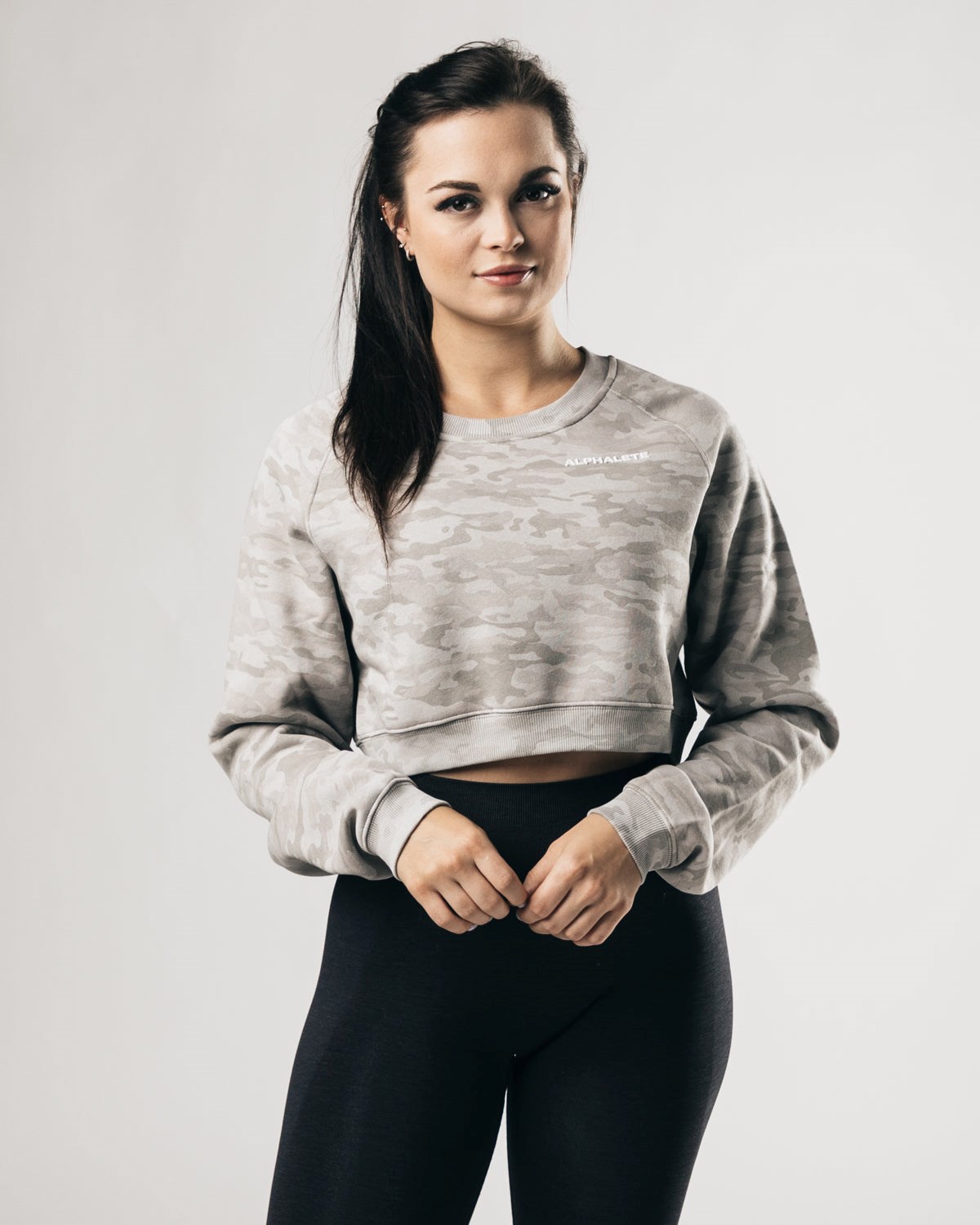 Alphalete Oversized Fleece Cropped Swetry Srebrne | 80531-LAGX