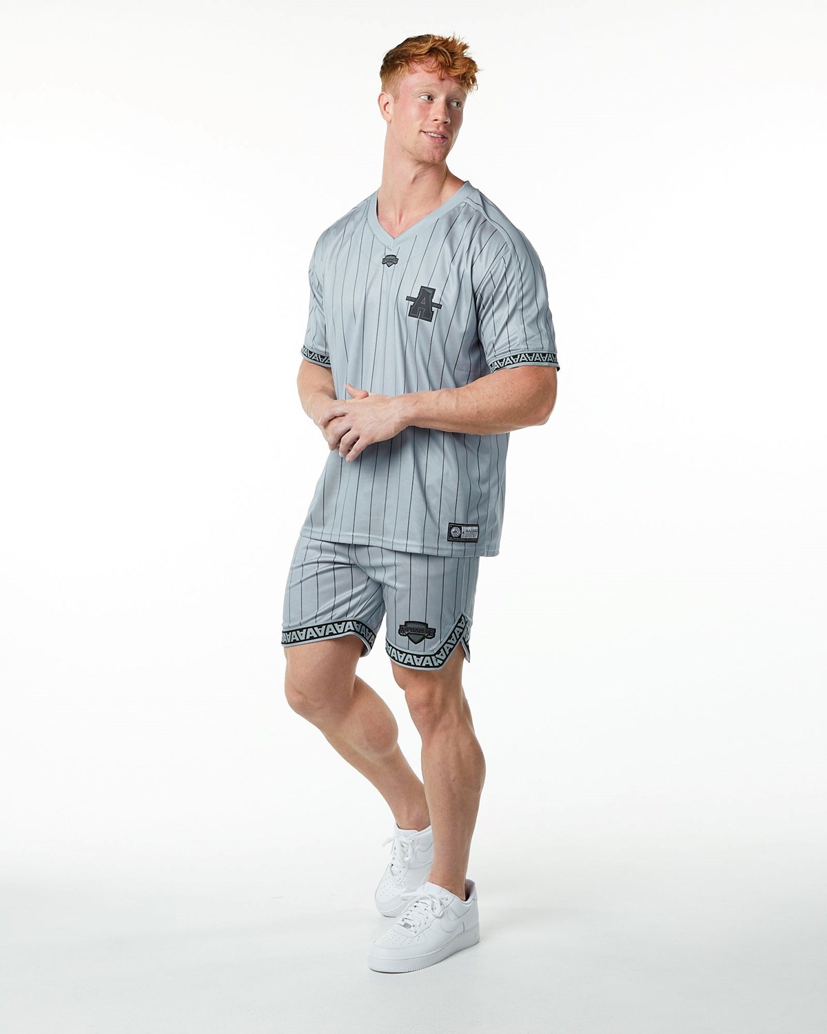 Alphalete Oversized Krótkie Sleeve Jersey Szare | 13529-AZKF