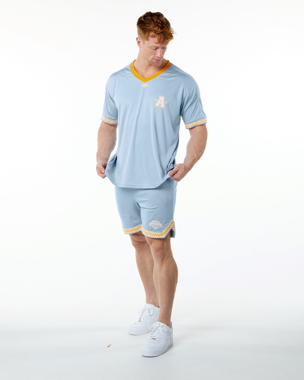 Alphalete Oversized Krótkie Sleeve Jersey Głęboka Niebieskie | 36219-BXDS