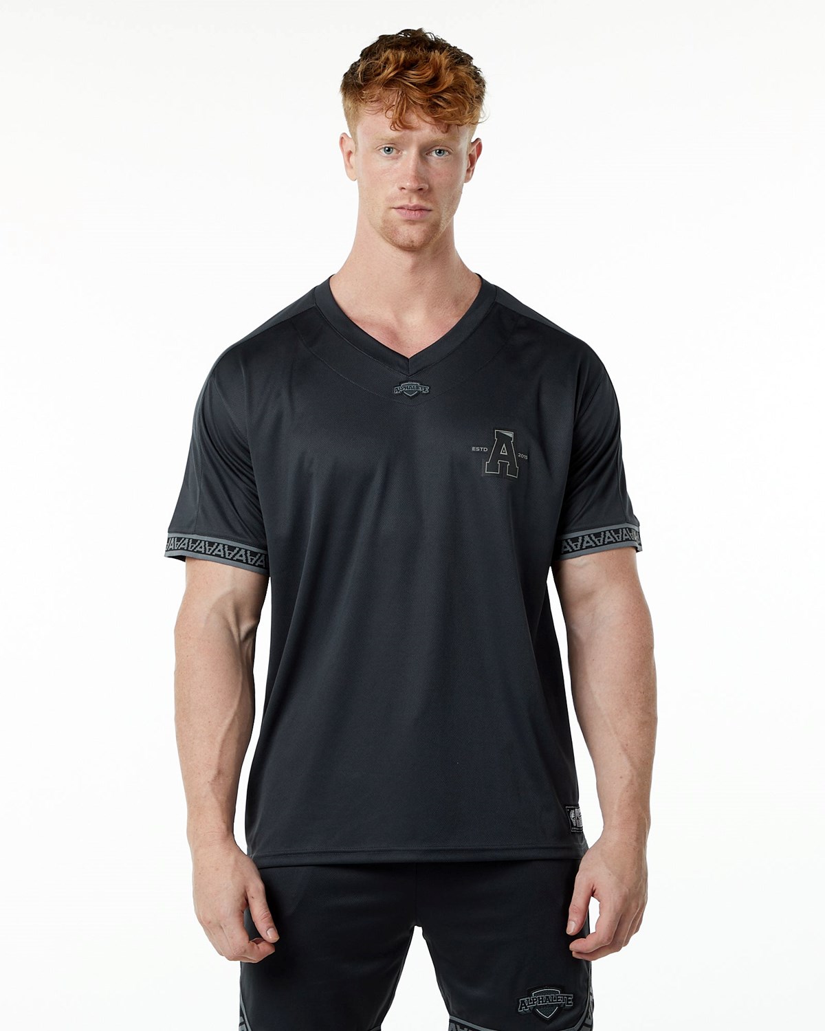 Alphalete Oversized Krótkie Sleeve Jersey Czarne | 79024-NVJL