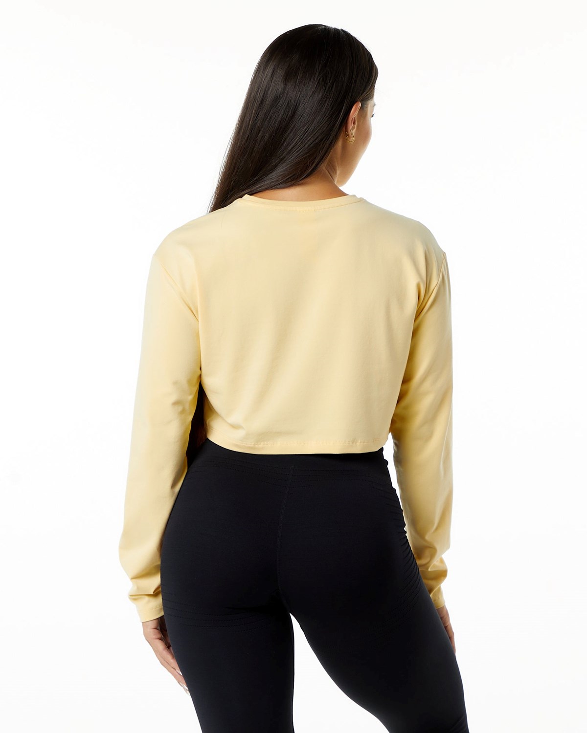 Alphalete Oversized Performance Long Sleeve Crop Daffodil | 05483-VBMX