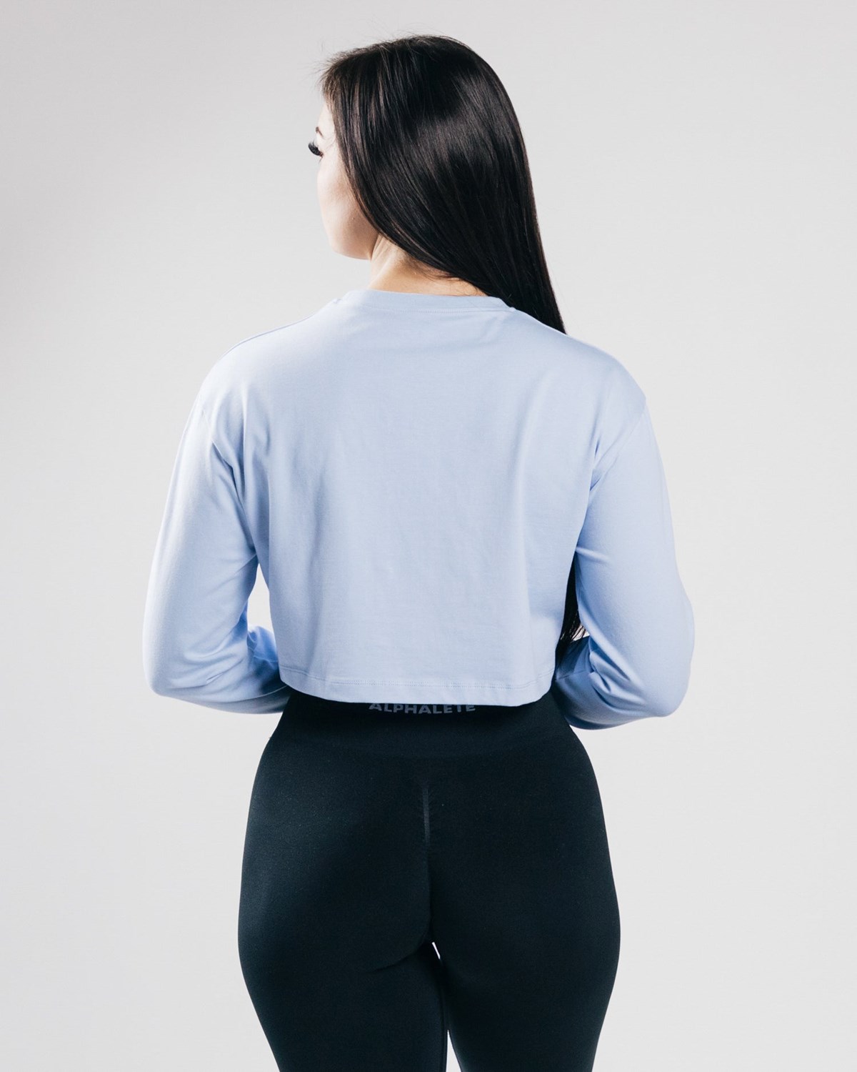 Alphalete Oversized Performance Long Sleeve Crop Niebieskie | 14835-YUTE