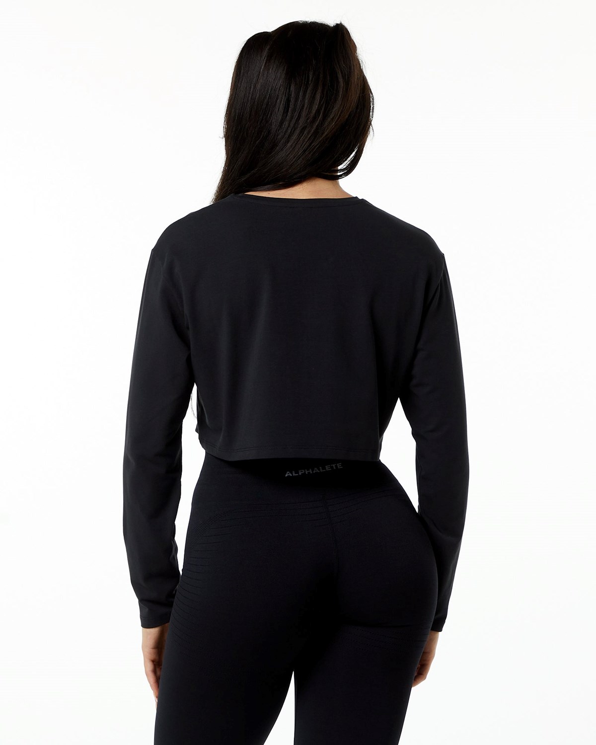 Alphalete Oversized Performance Long Sleeve Crop Blackout | 17325-YUPC