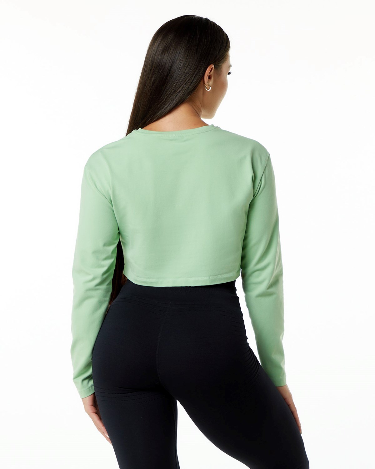 Alphalete Oversized Performance Long Sleeve Crop Pistachio | 35968-YOFN