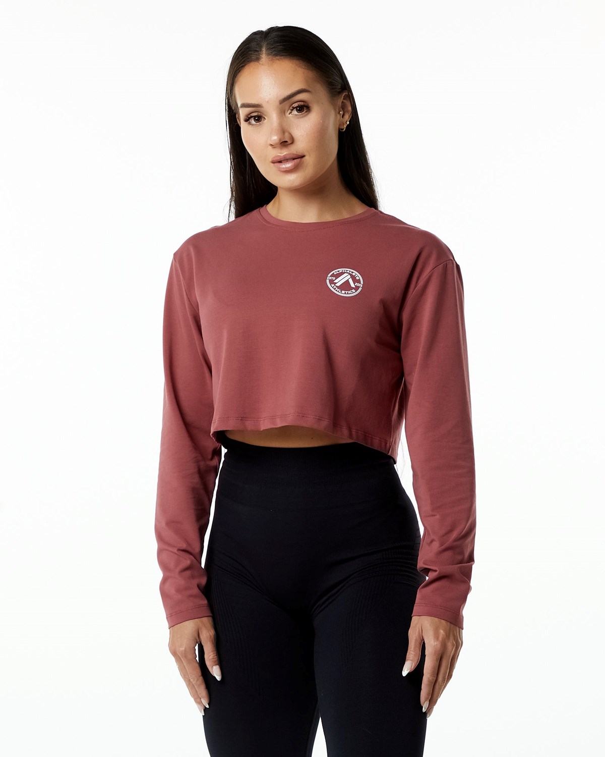 Alphalete Oversized Performance Long Sleeve Crop Gingerbread | 43209-ATOV