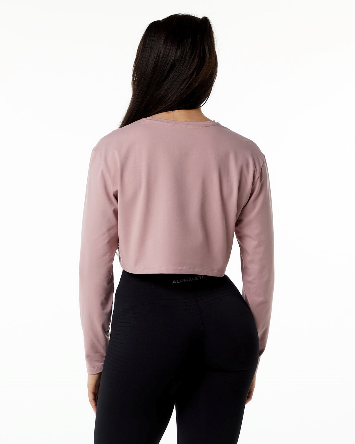 Alphalete Oversized Performance Long Sleeve Crop Mauve | 45907-BTIR