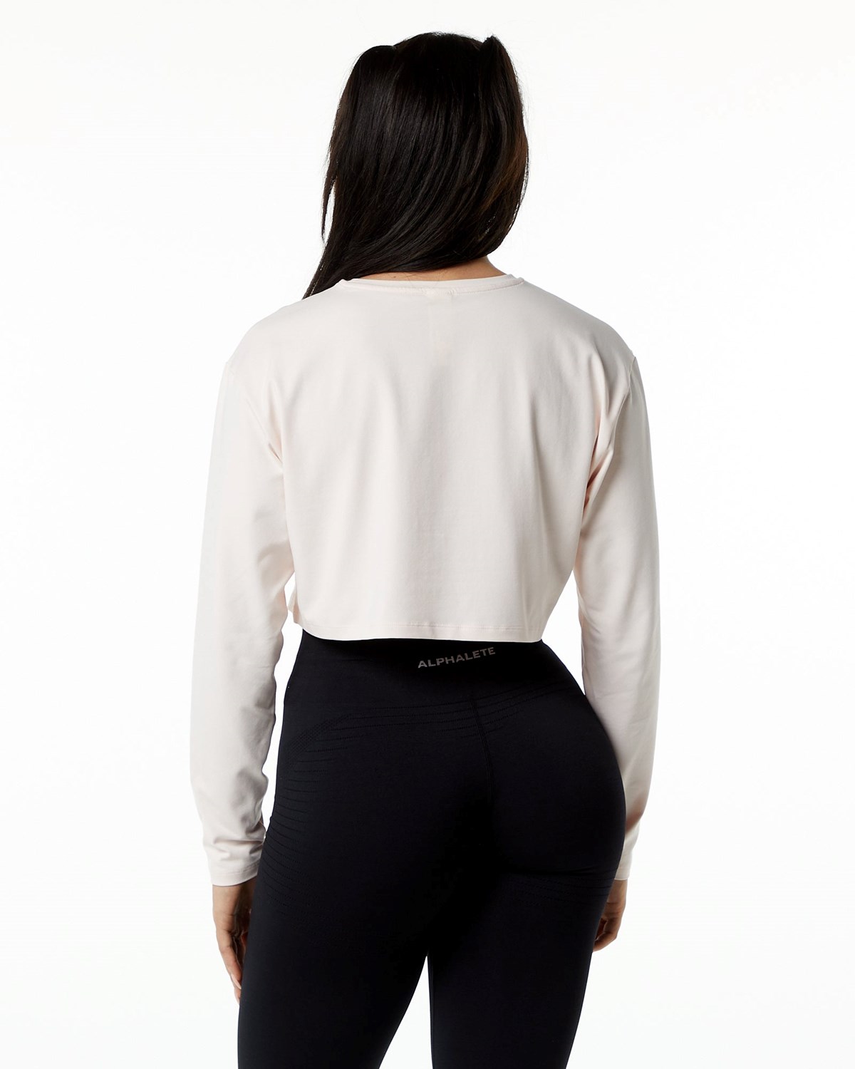 Alphalete Oversized Performance Long Sleeve Crop Blush | 53869-MNDG